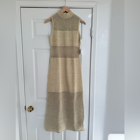 STAUD Adair Midi Sleeveless Knit Dress Size M Beige Tan Cream NWT - Picture 5 of 12